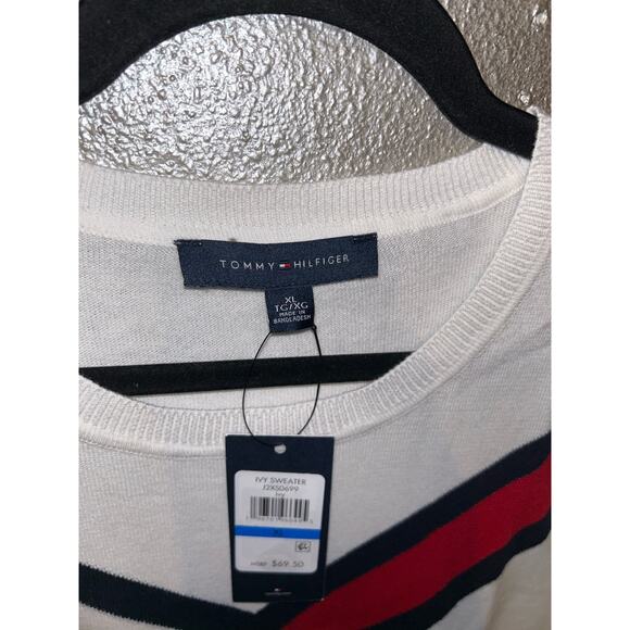 Tommy Hilfiger Ivy Retro Sweater White Red Black XL Women’s Pullover NWT - Picture 6 of 10